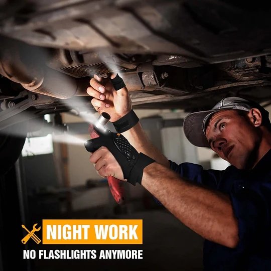 Rechargeable Work Gloves with Built-In LED Finger Lights for Mechanics, Camping, Repair & Night Tasks | Thomler