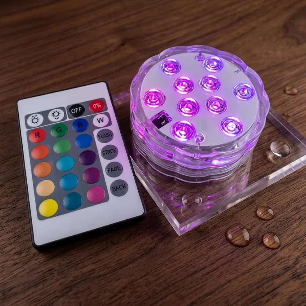 Waterproof RGB Color-Changing Underwater Light with Remote – Battery-Powered Submersible LED for Pools, Aquariums & Hot Tubs | Thomler