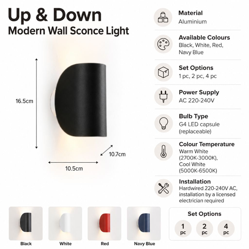 Dual-Beam Adjustable LED Wall Light – Aluminum Up-Down Sconce for Hallways & Bedrooms – Rotatable Accent Fixture for Modern Interiors | Thomler