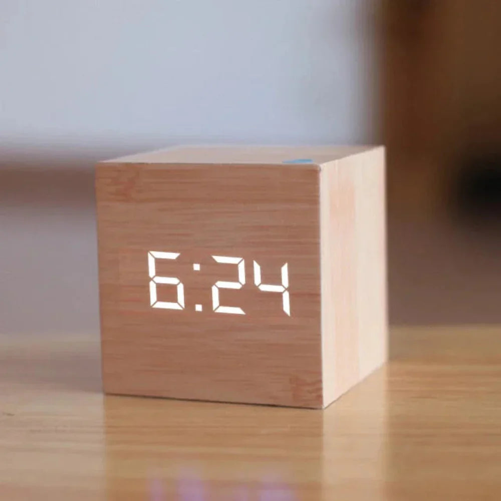 Cube Digital Alarm Clock – Time, Date & Temperature Display with Auto Dim | Thomler