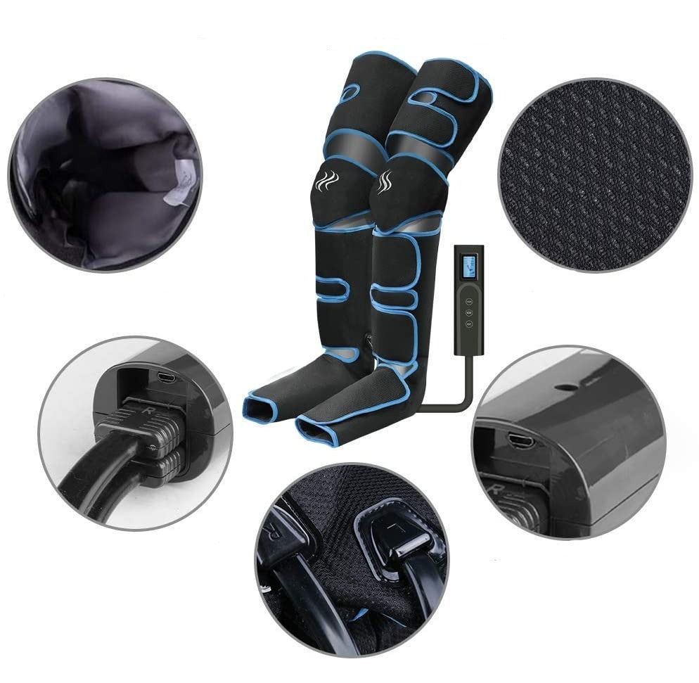 Sequential Air Compression Leg Massager with Heated Knee Pads – Full Coverage Thigh Calf Foot Wrap System for Muscle Recovery and | Thomler