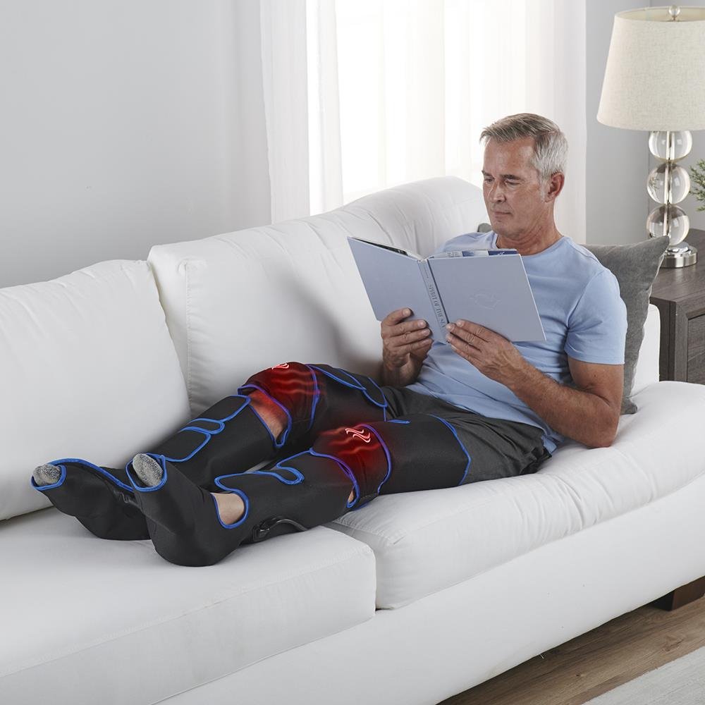 Sequential Air Compression Leg Massager with Heated Knee Pads – Full Coverage Thigh Calf Foot Wrap System for Muscle Recovery and | Thomler