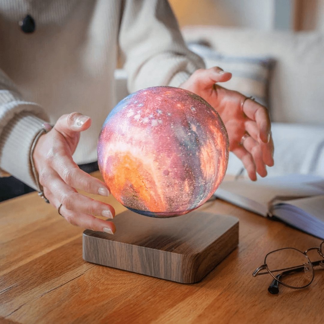 Levitating Moon Lamp 6 in 3D Printed ABS PVC Wood Base Home Decor 16 Colors Remote Controlled | Thomler