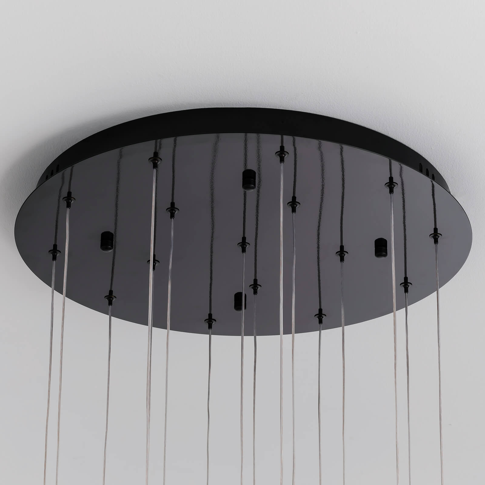 Chandelier Crystal LED 19.7 in x 118 in Black Adjustable Foyer Staircase Pendant Light Luxury Modern Ceiling Fixture | Thomler