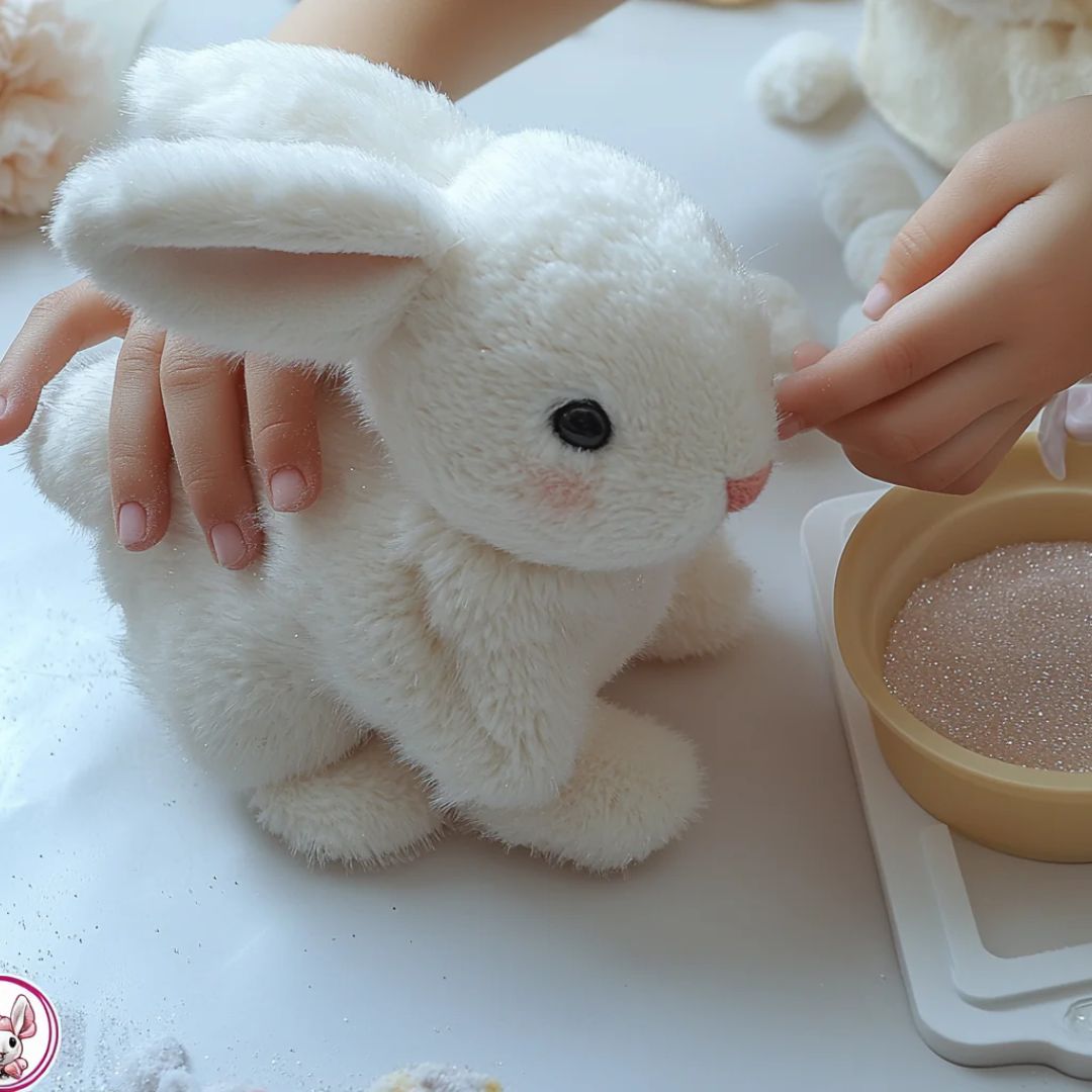 Interactive Rabbit Plush Synthetic Fibre Moving Toy Beige Children Bedroom Decoration Gift Companion | Thomler