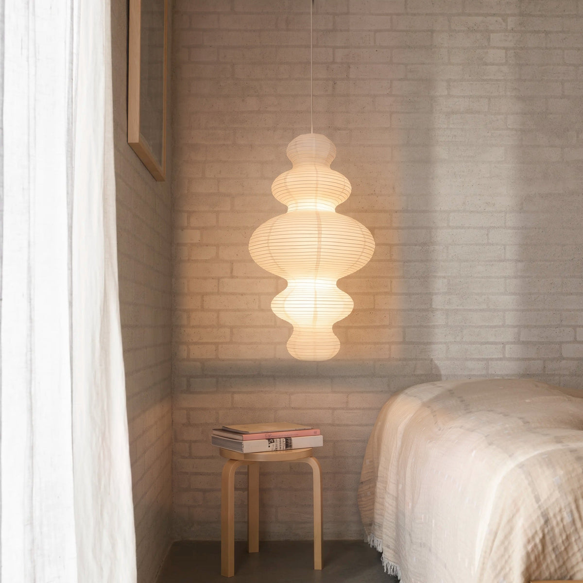 Layered Rice Paper Pendant Light for Dining Room, Contemporary Ceiling Lamp with Adjustable Height, 18 in Diameter Hanging Light Fixture | Thomler