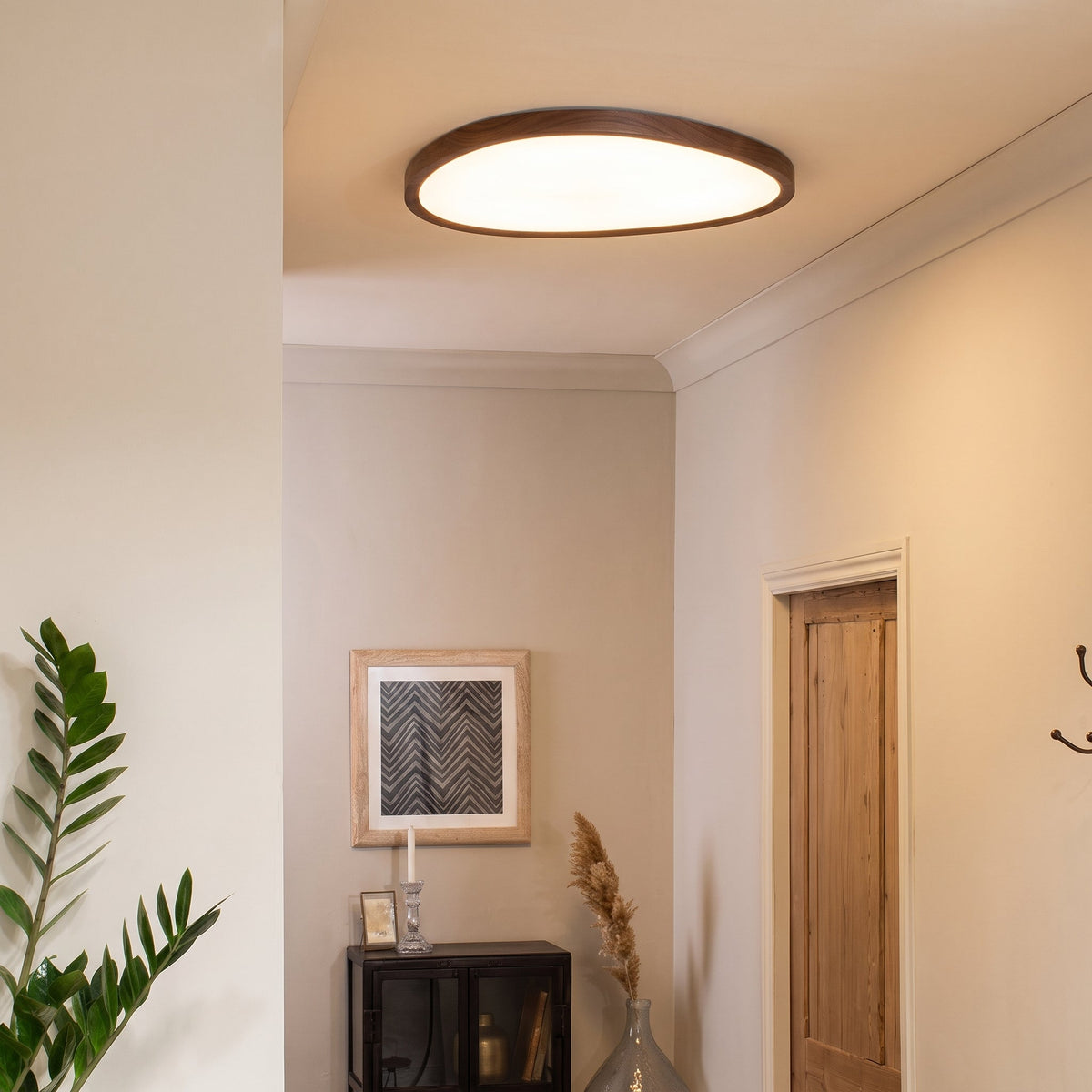 Slim-Profile Wood Ceiling Light – Modern Nordic LED Flush Mount for Living Room, Hall & Office – 3000K Warm White | Thomler