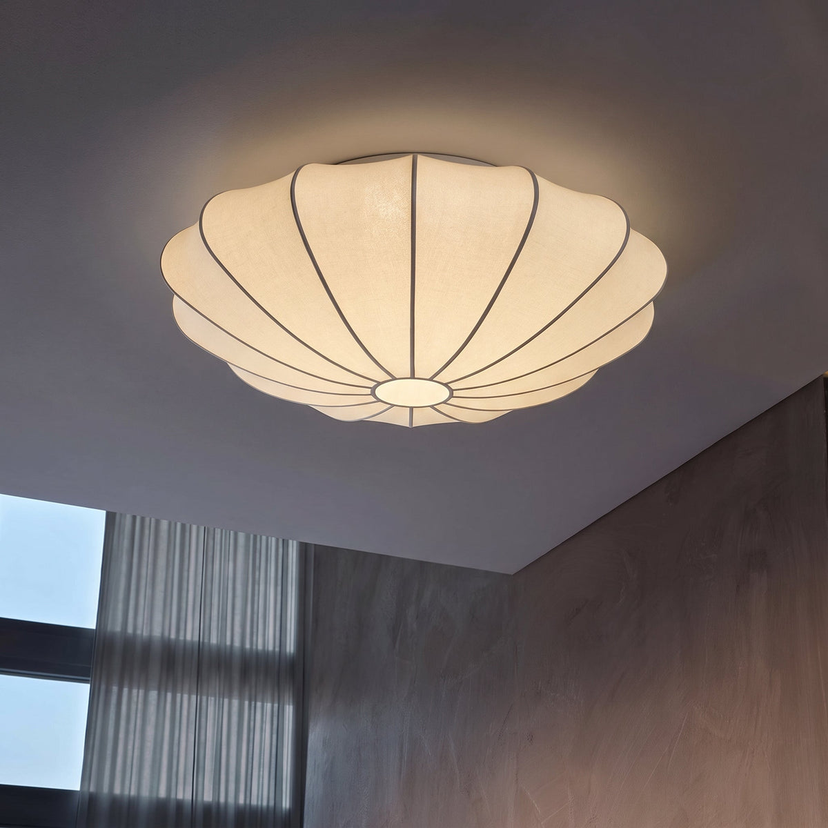 Silk Fiber Cocoon Flush Mount Ceiling Light with Warm Glow for Living Room & Bedroom | 3000K LED | Thomler
