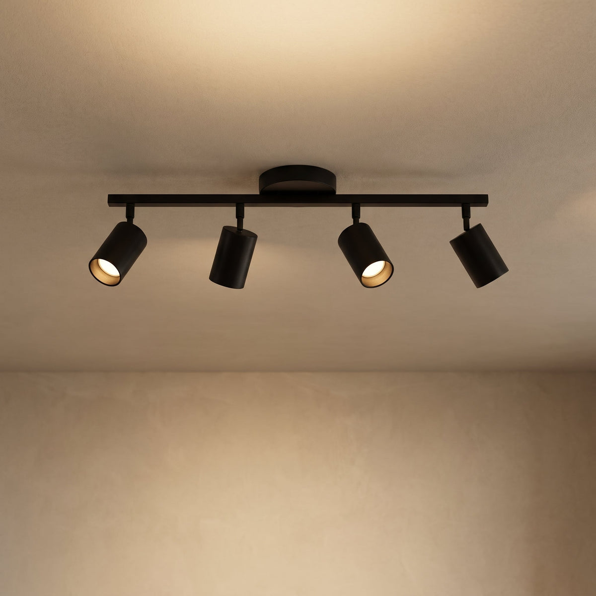 4-Light Adjustable Ceiling Light – LED Track Lighting for Kitchen, Living Room & Office | Modern Flush Mount with Directional Spotlights | Thomler