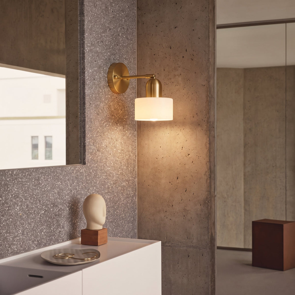 Modern Glass Wall Sconce Light Fixture for Bedroom Living Room Hallway – E26 Base Minimalist Accent Lighting | Thomler