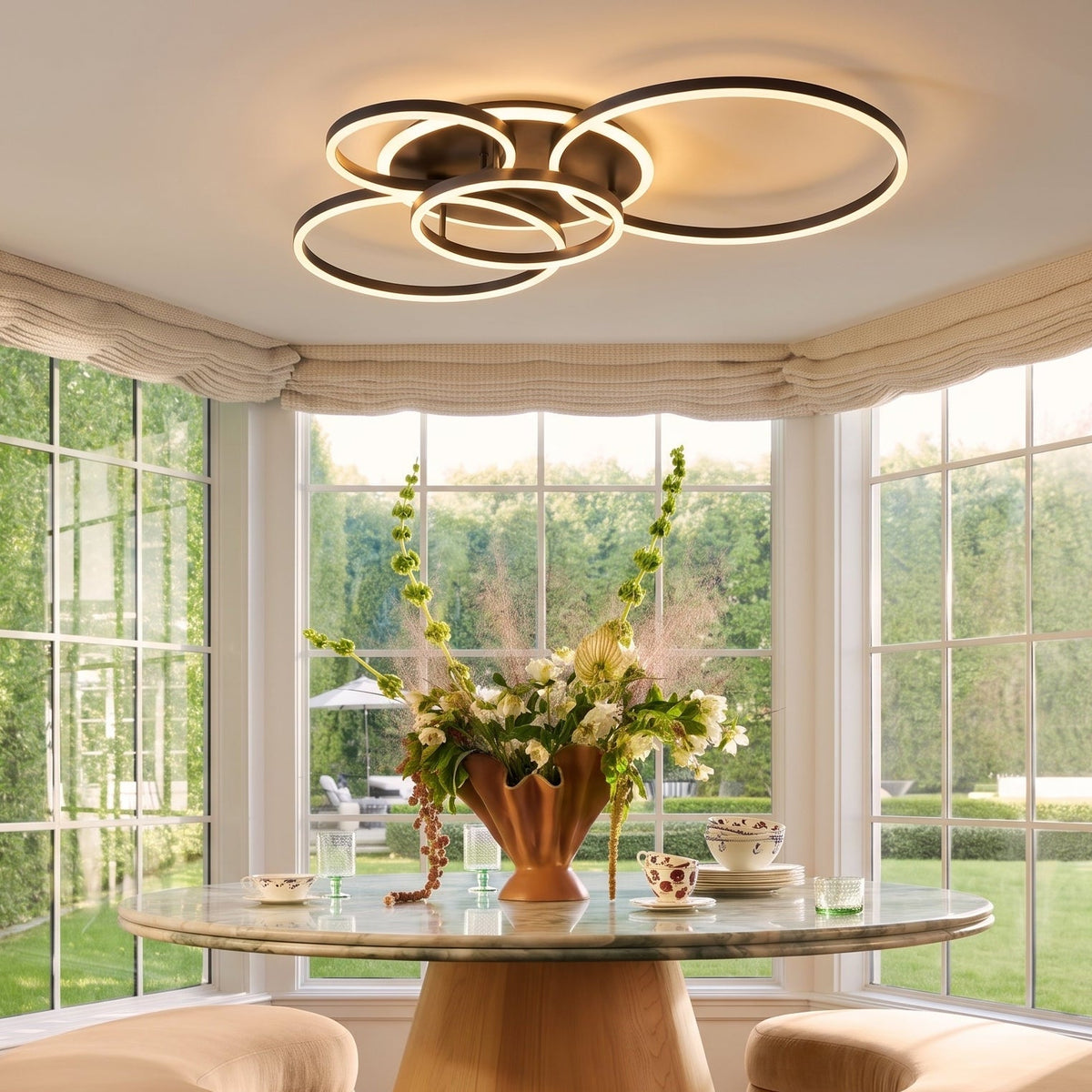 Modern Multi-Light Ceiling Pendant – Adjustable Height LED Chandelier for Dining Room, Bedroom, Reading Nook – Iron & Aluminum Fixture | Thomler