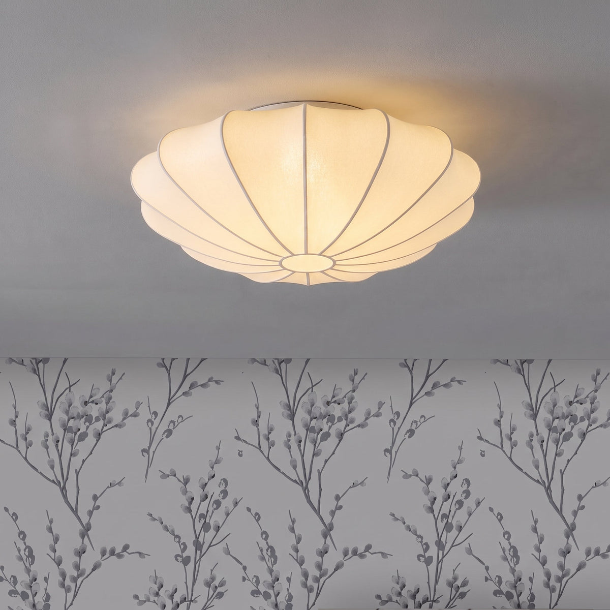 Silk Fiber Cocoon Flush Mount Ceiling Light with Warm Glow for Living Room & Bedroom | 3000K LED | Thomler