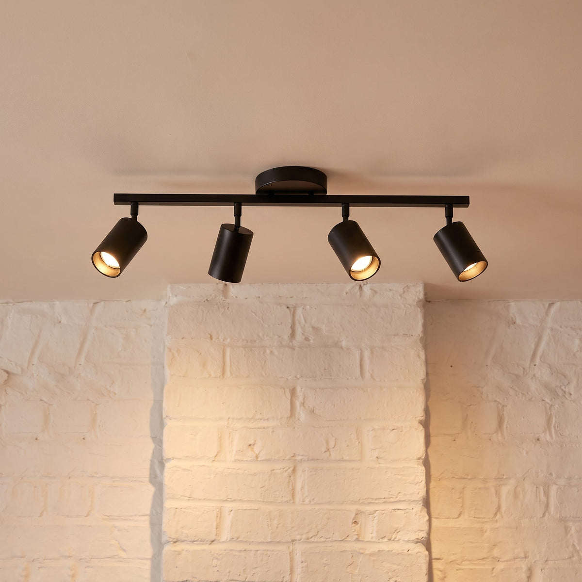 4-Light Adjustable Ceiling Light – LED Track Lighting for Kitchen, Living Room & Office | Modern Flush Mount with Directional Spotlights | Thomler