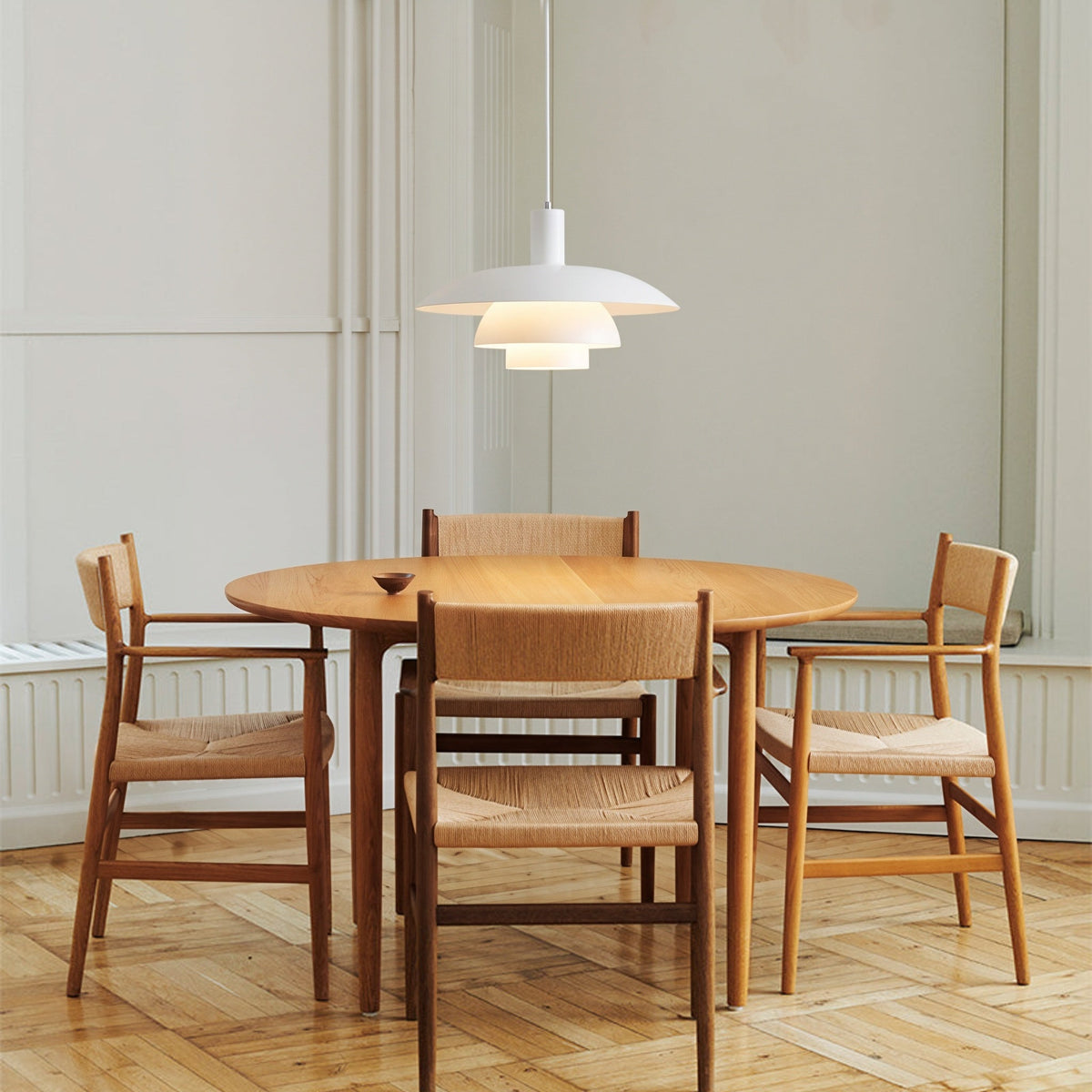 Scandinavian Metal Pendant Light with Integrated LED – Dimmable Ceiling Fixture for Dining Room & Kitchen – 11.4 in or 15.4 in Diameter | Thomler