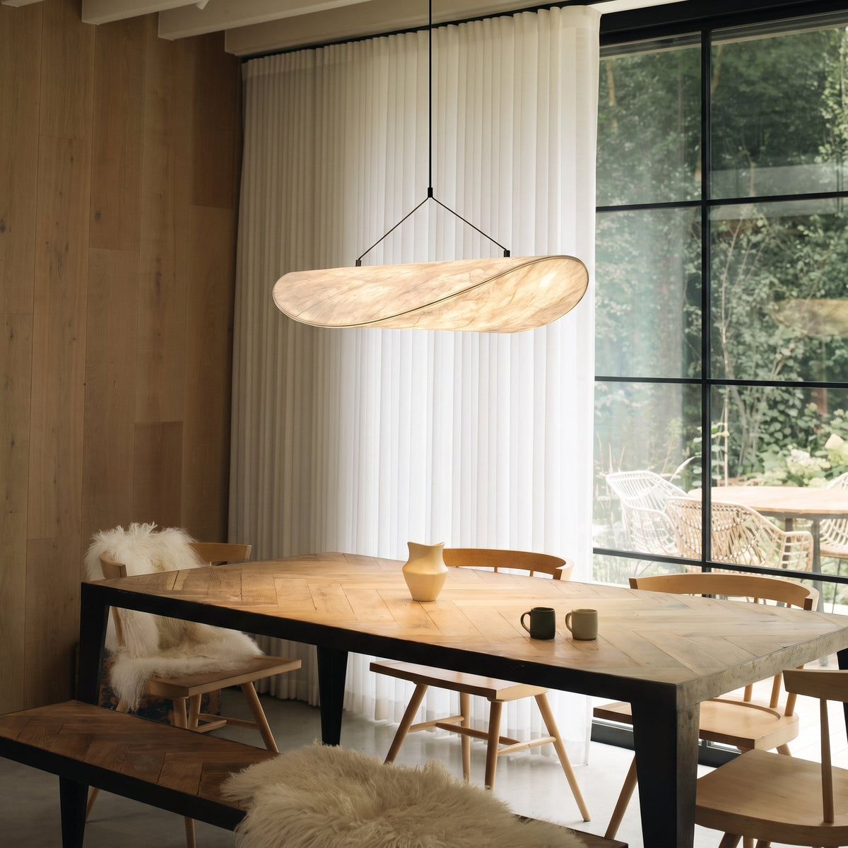 Cloud Silk Pendant Light, Japanese Minimalist Ceiling Fixture, Adjustable Hanging Lamp for Dining Room & Bedroom, Soft Ambient LED | Thomler