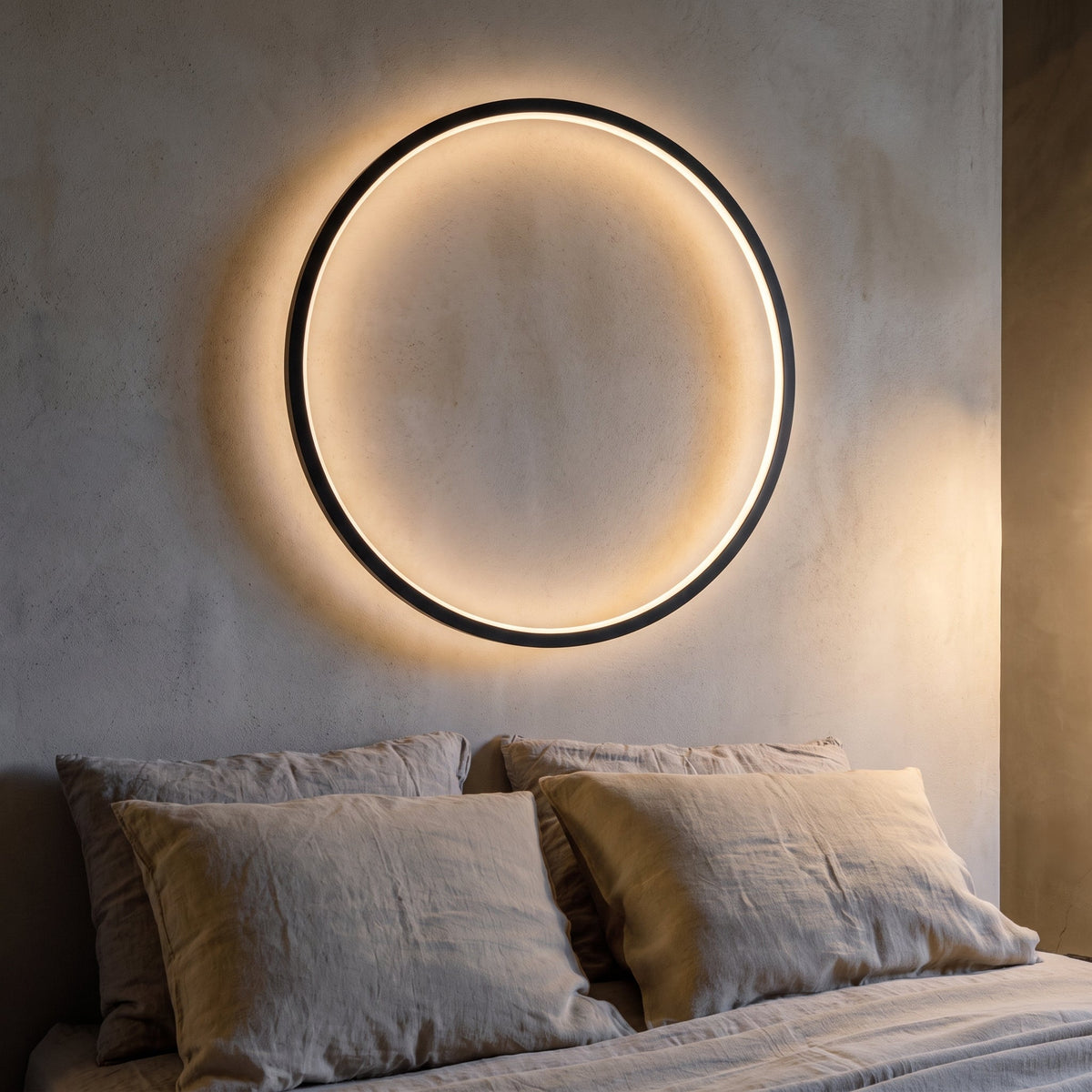 Modern Round LED Wall Sconce | Minimalist Circle Light for Dining Room Bar | USB Powered Ambient Lighting | Iron Acrylic Ring Design | Thomler