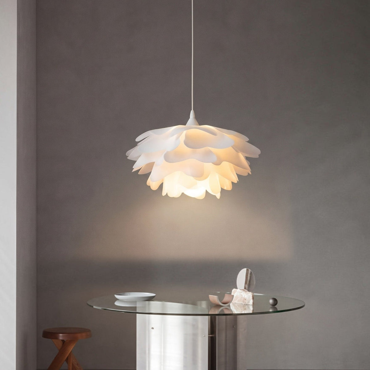 Layered Flower Pendant Light with Matte Finish – Warm LED Glow for Dining Room, Kitchen Island & Bedroom – Adjustable Hanging Cord – 3 Sizes | Thomler