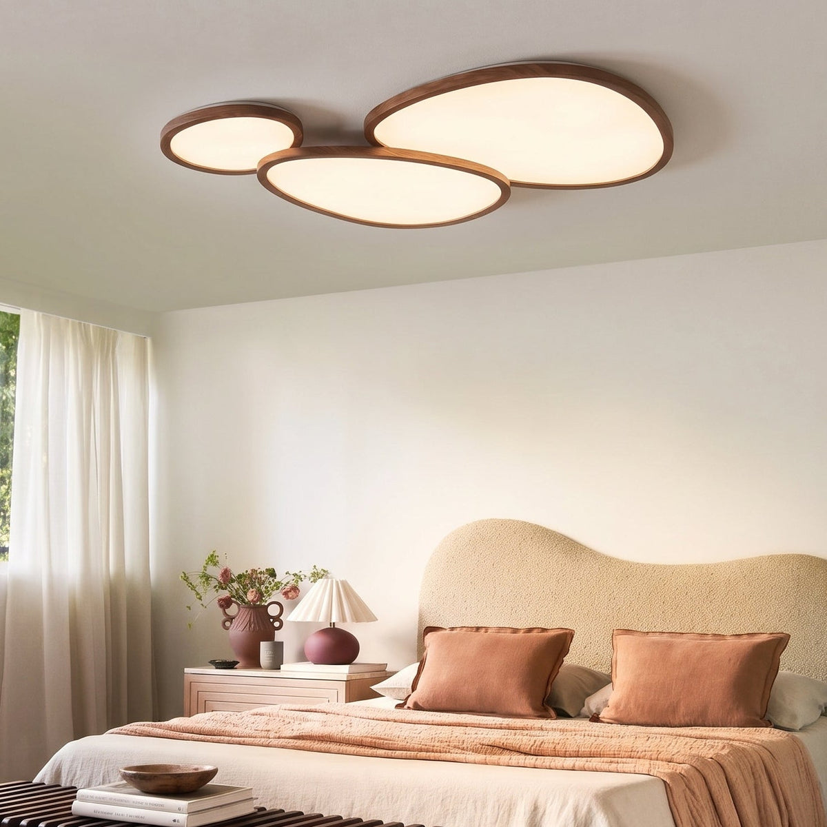 Slim-Profile Wood Ceiling Light – Modern Nordic LED Flush Mount for Living Room, Hall & Office – 3000K Warm White | Thomler