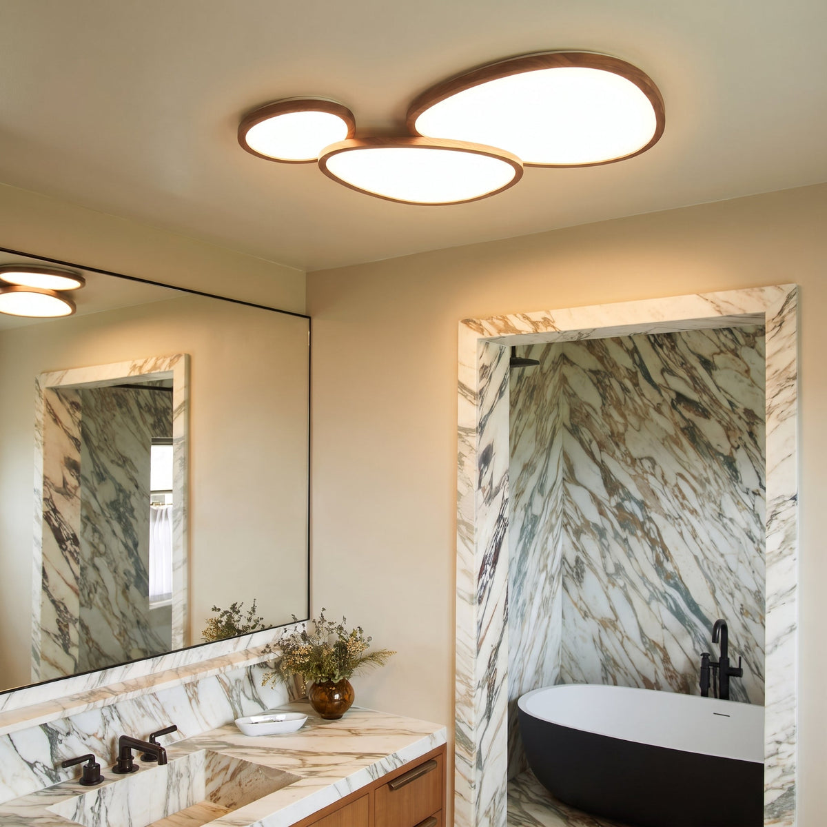 Slim-Profile Wood Ceiling Light – Modern Nordic LED Flush Mount for Living Room, Hall & Office – 3000K Warm White | Thomler