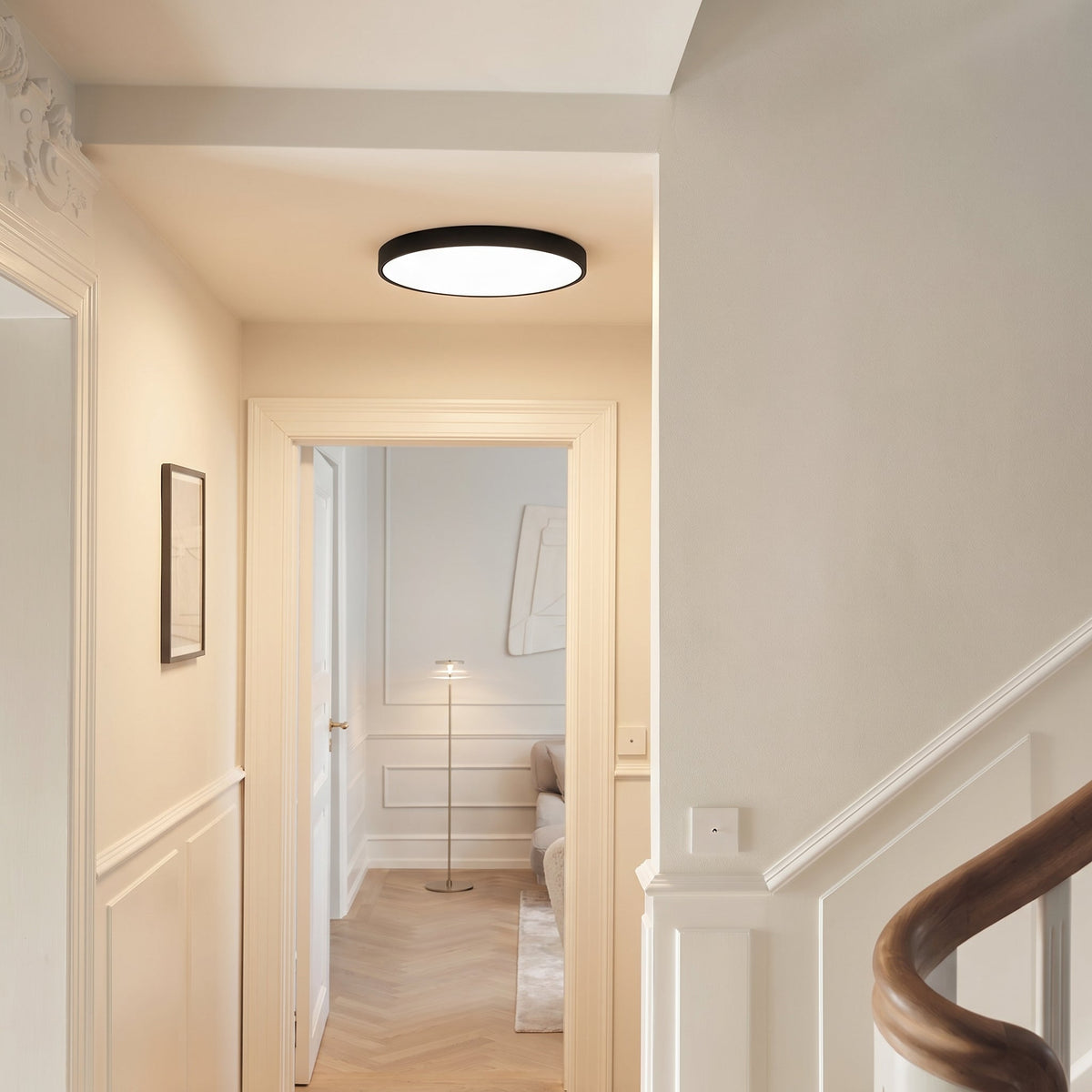 Ultra-Slim LED Ceiling Light Flush Mount Modern Minimalist Design for Bedroom Kitchen Living Room Black White 9 10.5 14.5 Inch | Thomler