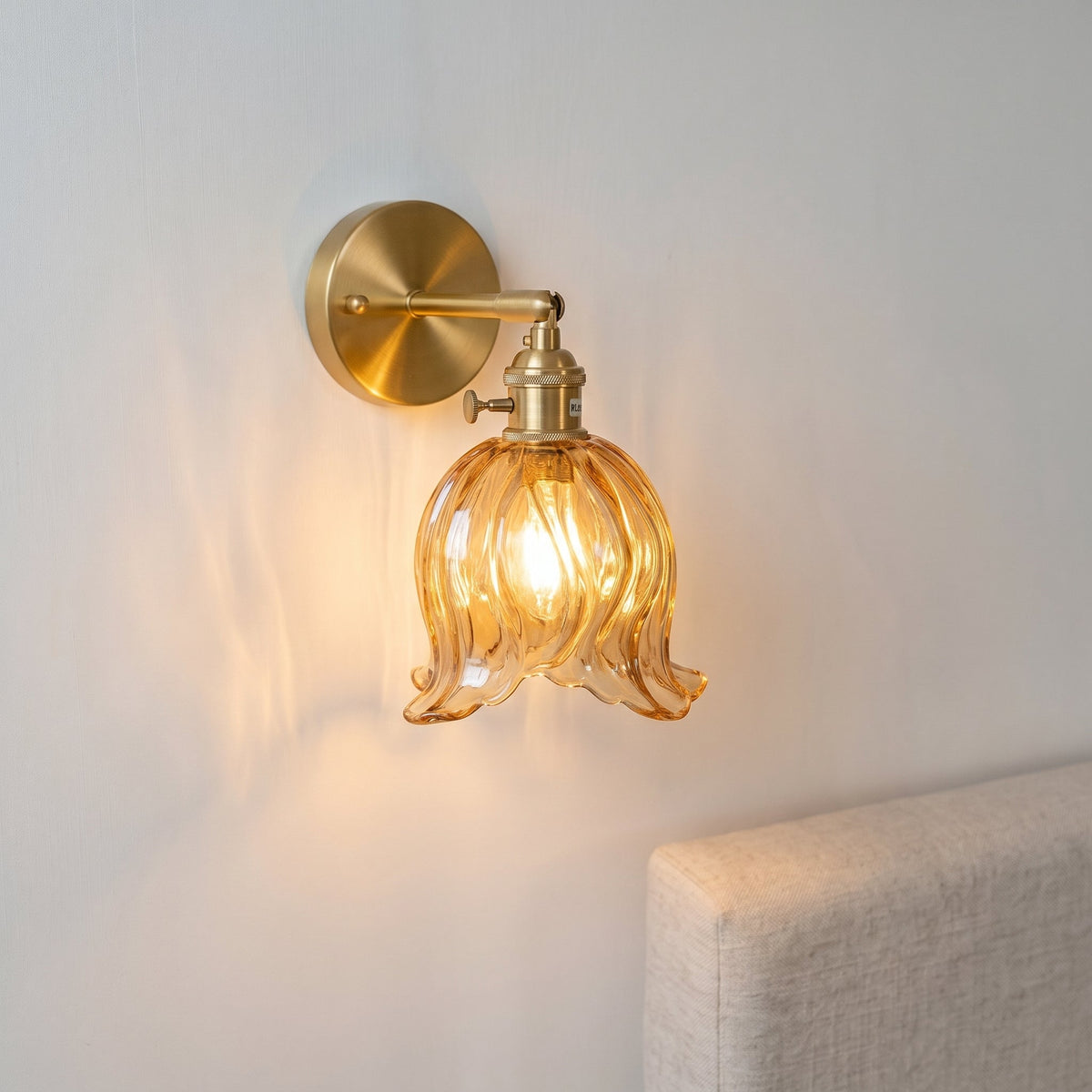 Glass Flower Wall Sconce Light Fixture – Handblown Bloom Design for Living Room, Hallway & Bedroom – Warm 3000K LED – 6 in Diameter | Thomler