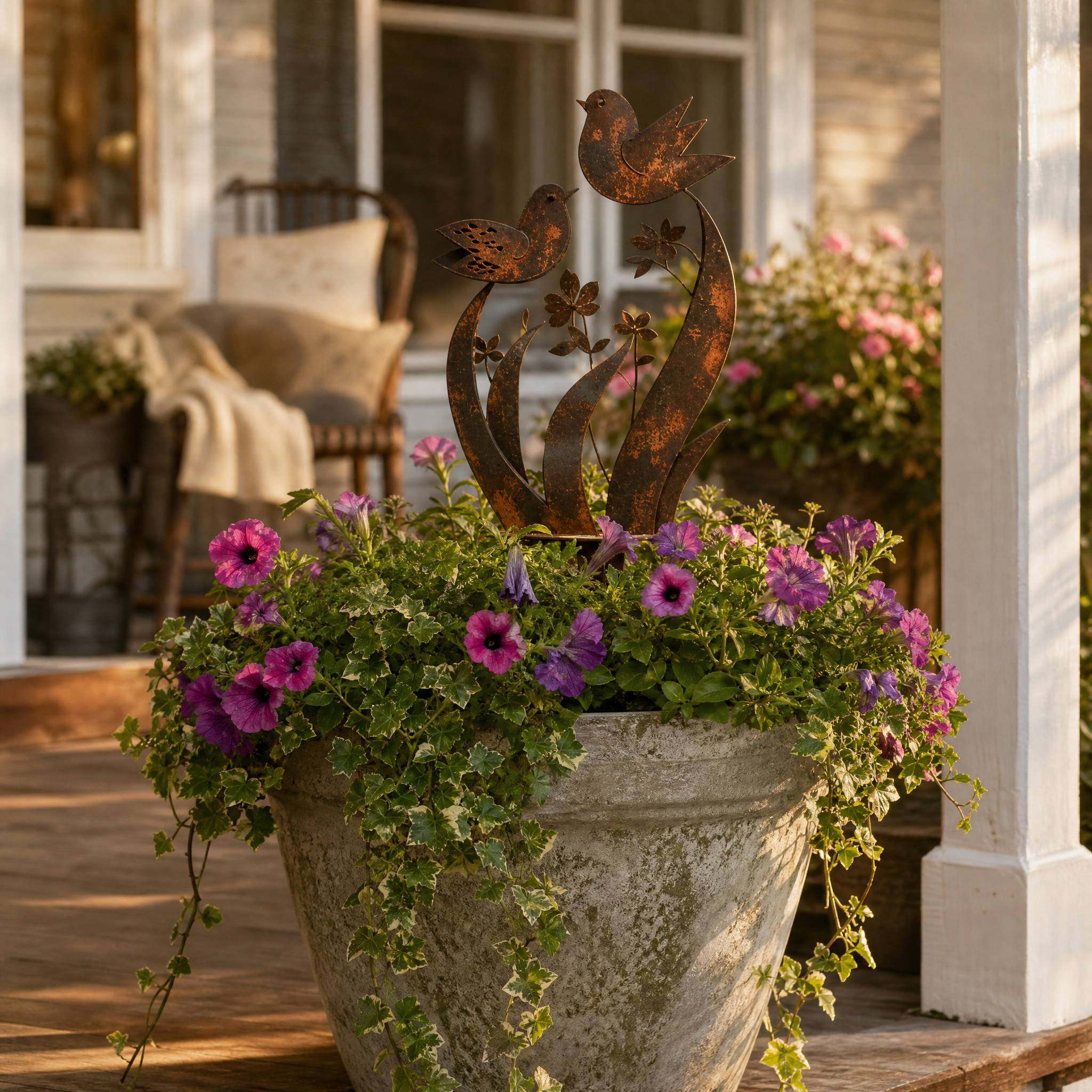 Metal Bird Silhouette Garden Stake with Wildflowers for Flower Beds and Planters Outdoor Yard Art Decoration | Thomler