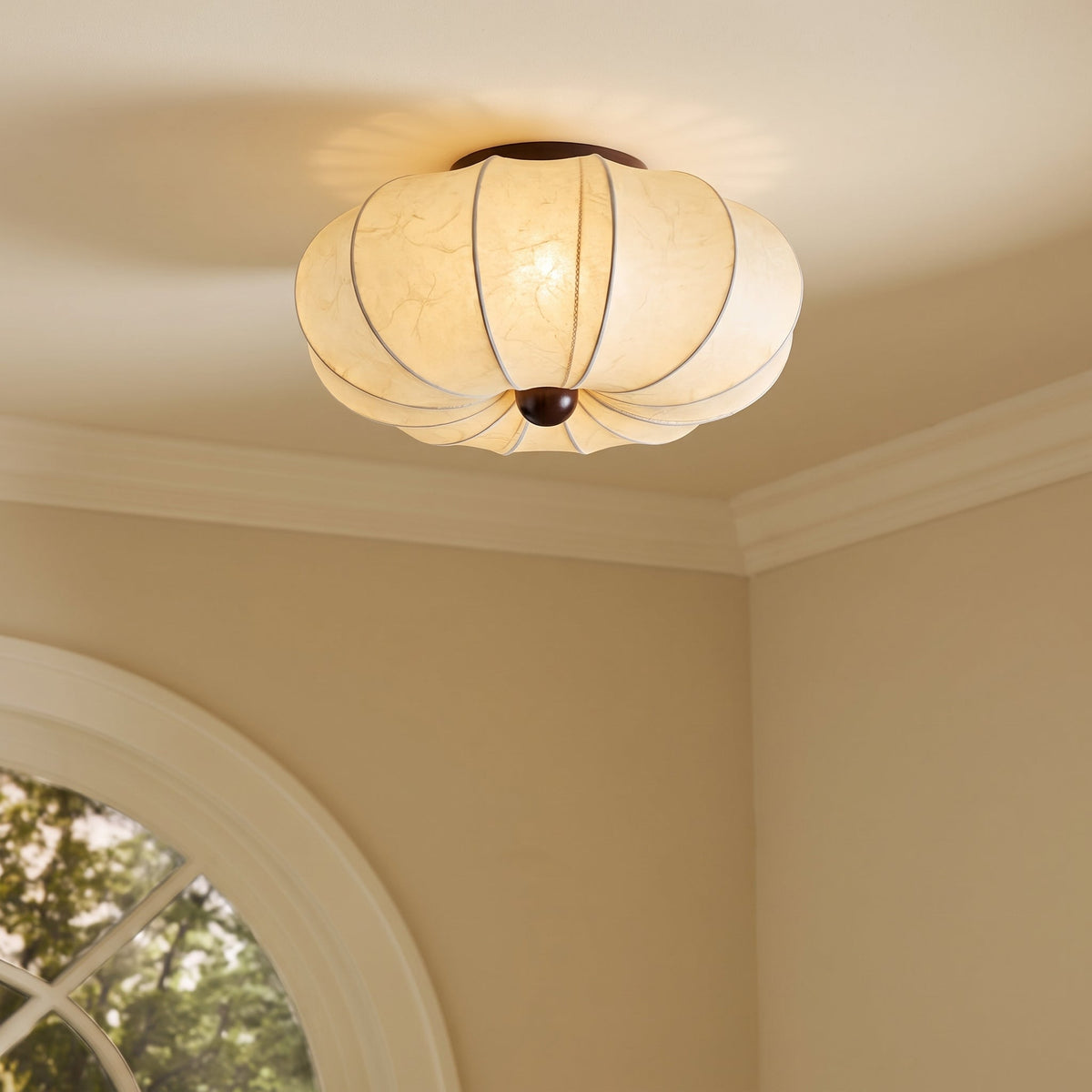 Fabric Flush Mount Ceiling Light – Round Drum Shade with LED – Classic Ceiling Fixture for Bedroom, Living Room, Hallway – Modern | Thomler
