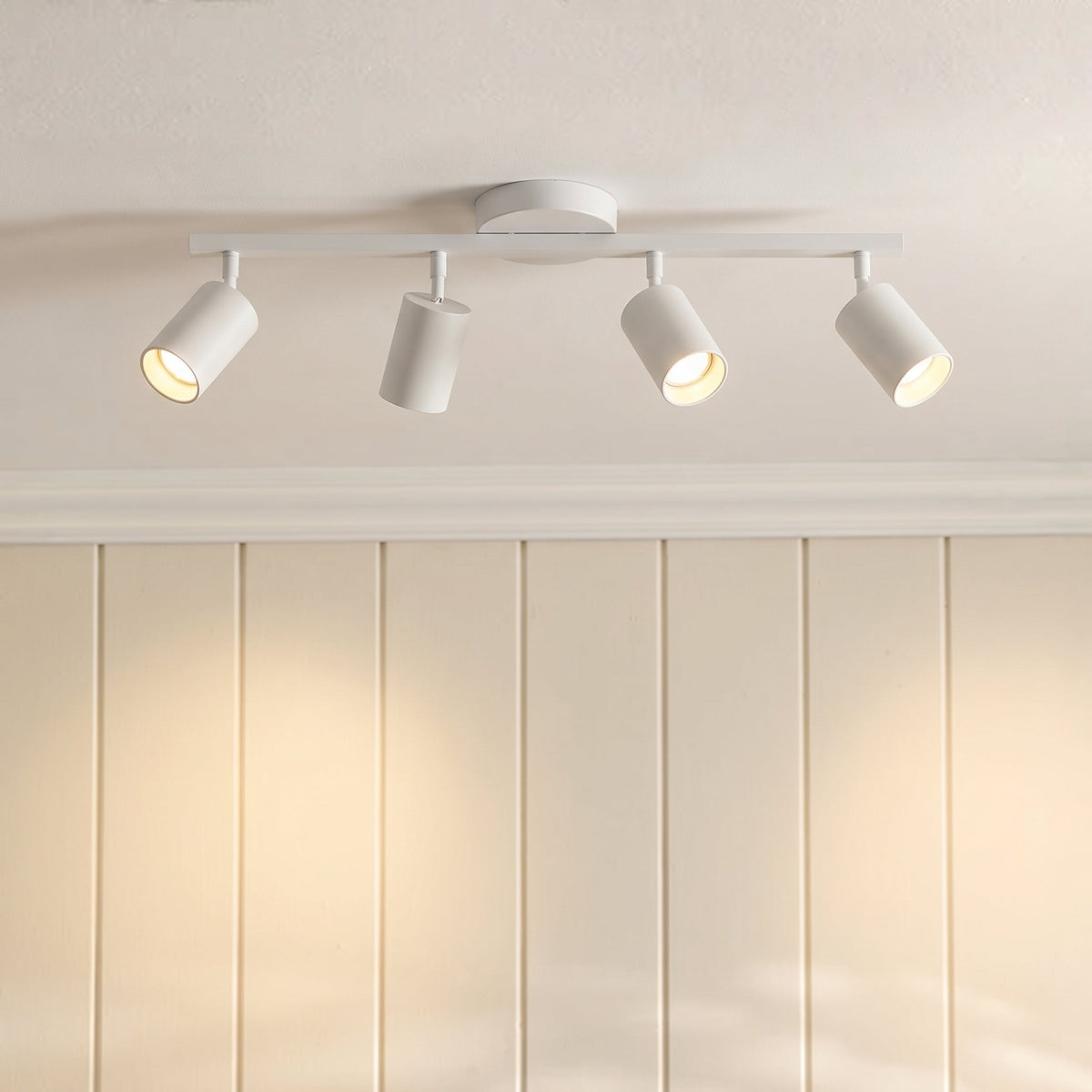 4-Light Adjustable Ceiling Light – LED Track Lighting for Kitchen, Living Room & Office | Modern Flush Mount with Directional Spotlights | Thomler