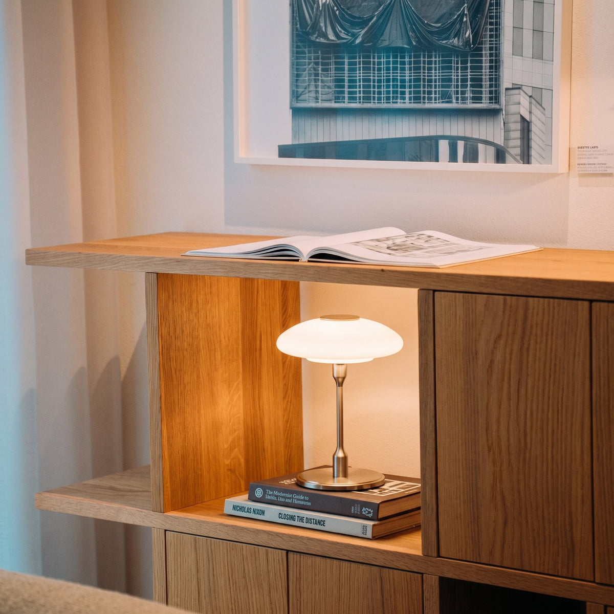 Modern Sculptural Table Lamp with Minimalist Metal & Glass Design for Nightstand, Desk & Side Table | Contemporary Nordic-Inspired Accent | Thomler