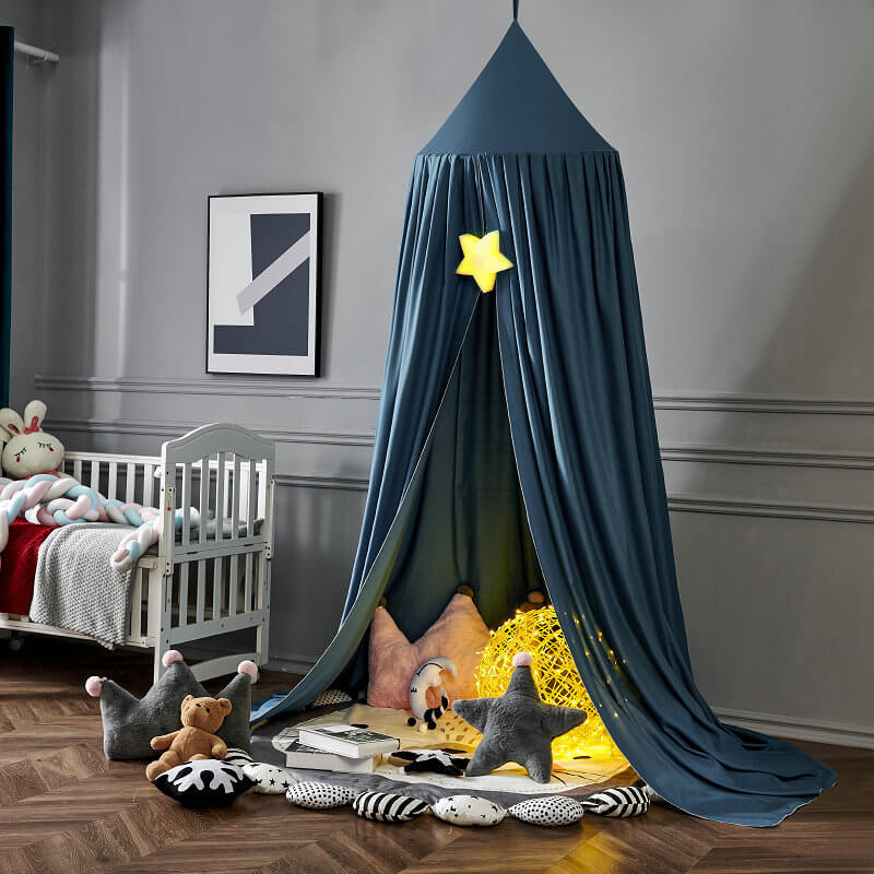 Kids Bed Tent Canopy Light Blocking Play Curtain for Girls Boys Crib Nursery Princess Dome Netting Drape with Hanging Hook 98 Inch Tall | Thomler