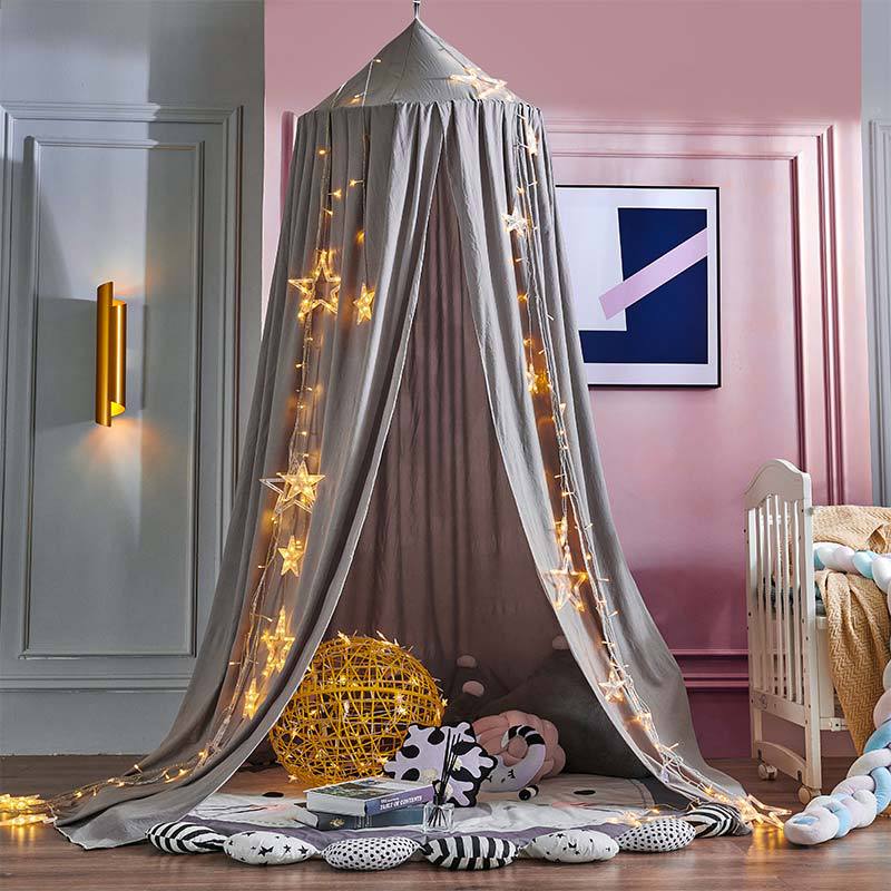 Kids Bed Tent Canopy Light Blocking Play Curtain for Girls Boys Crib Nursery Princess Dome Netting Drape with Hanging Hook 98 Inch Tall | Thomler