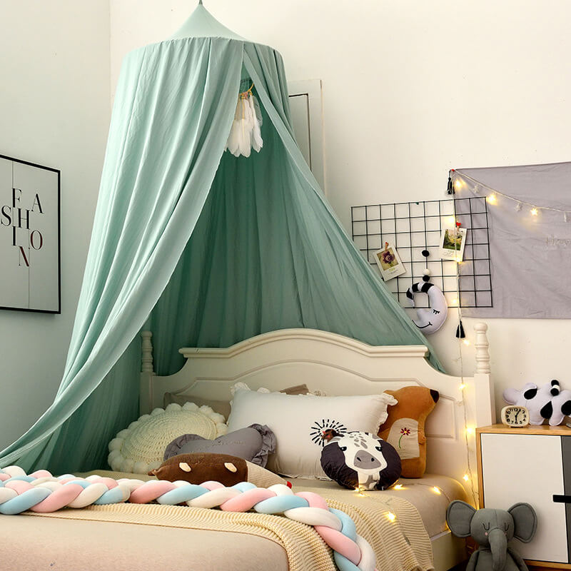 Kids Bed Tent Canopy Light Blocking Play Curtain for Girls Boys Crib Nursery Princess Dome Netting Drape with Hanging Hook 98 Inch Tall | Thomler