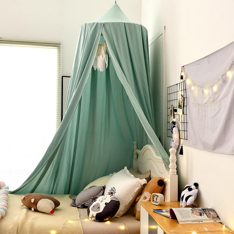 Kids Bed Tent Canopy Light Blocking Play Curtain for Girls Boys Crib Nursery Princess Dome Netting Drape with Hanging Hook 98 Inch Tall | Thomler