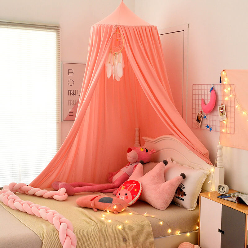 Kids Bed Tent Canopy Light Blocking Play Curtain for Girls Boys Crib Nursery Princess Dome Netting Drape with Hanging Hook 98 Inch Tall | Thomler
