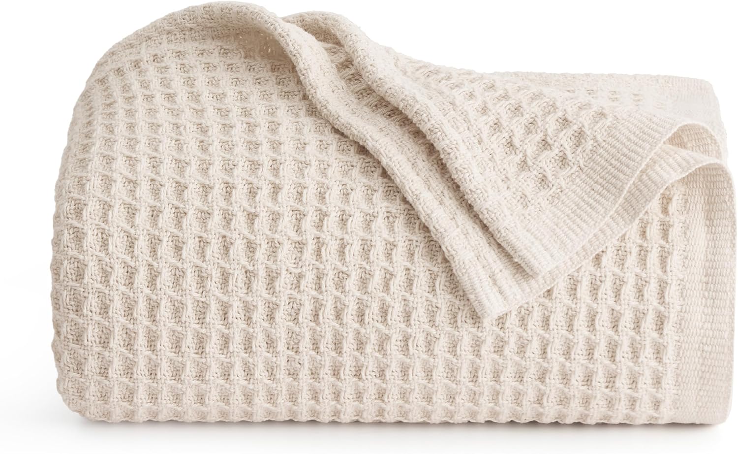 100% Cotton Waffle Weave Throw Blanket Queen King Breathable Lightweight Bed Cover for All Seasons Couch Sofa Bedroom Layering Textured | Thomler