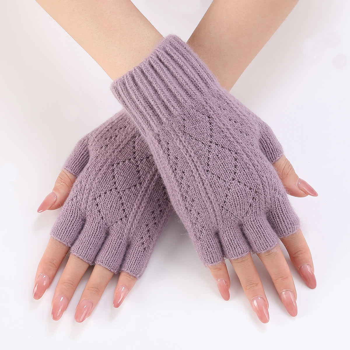 Cozy Hand Warmers with Open Fingers – Textured Knit Wrist Warmers for Texting, Typing & Everyday Use | Thomler