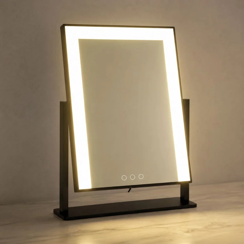Touch-Controlled Tabletop Makeup Mirror with Three Light Modes and Detachable 15x Magnification for Precise Beauty Application | Thomler