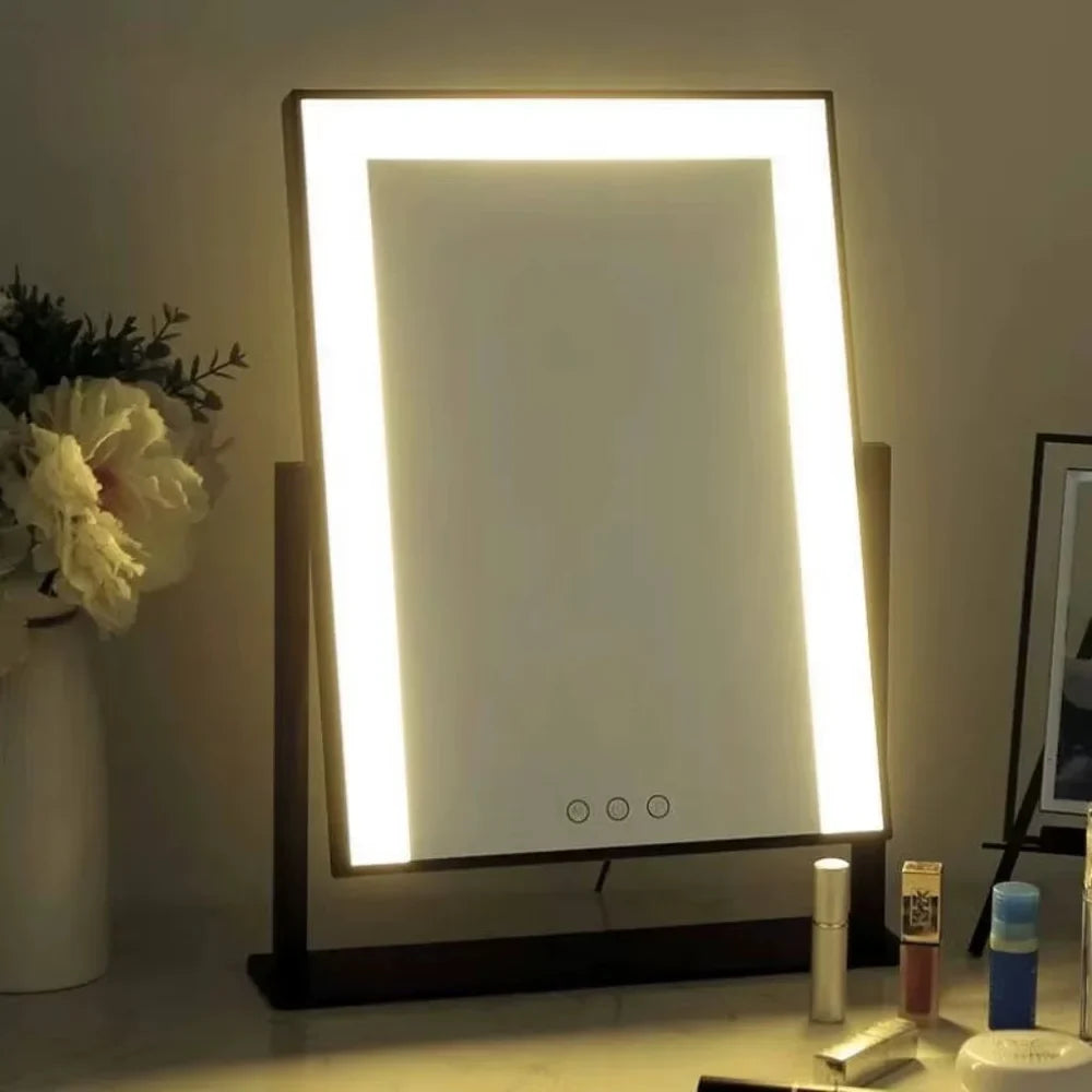 Touch-Controlled Tabletop Makeup Mirror with Three Light Modes and Detachable 15x Magnification for Precise Beauty Application | Thomler
