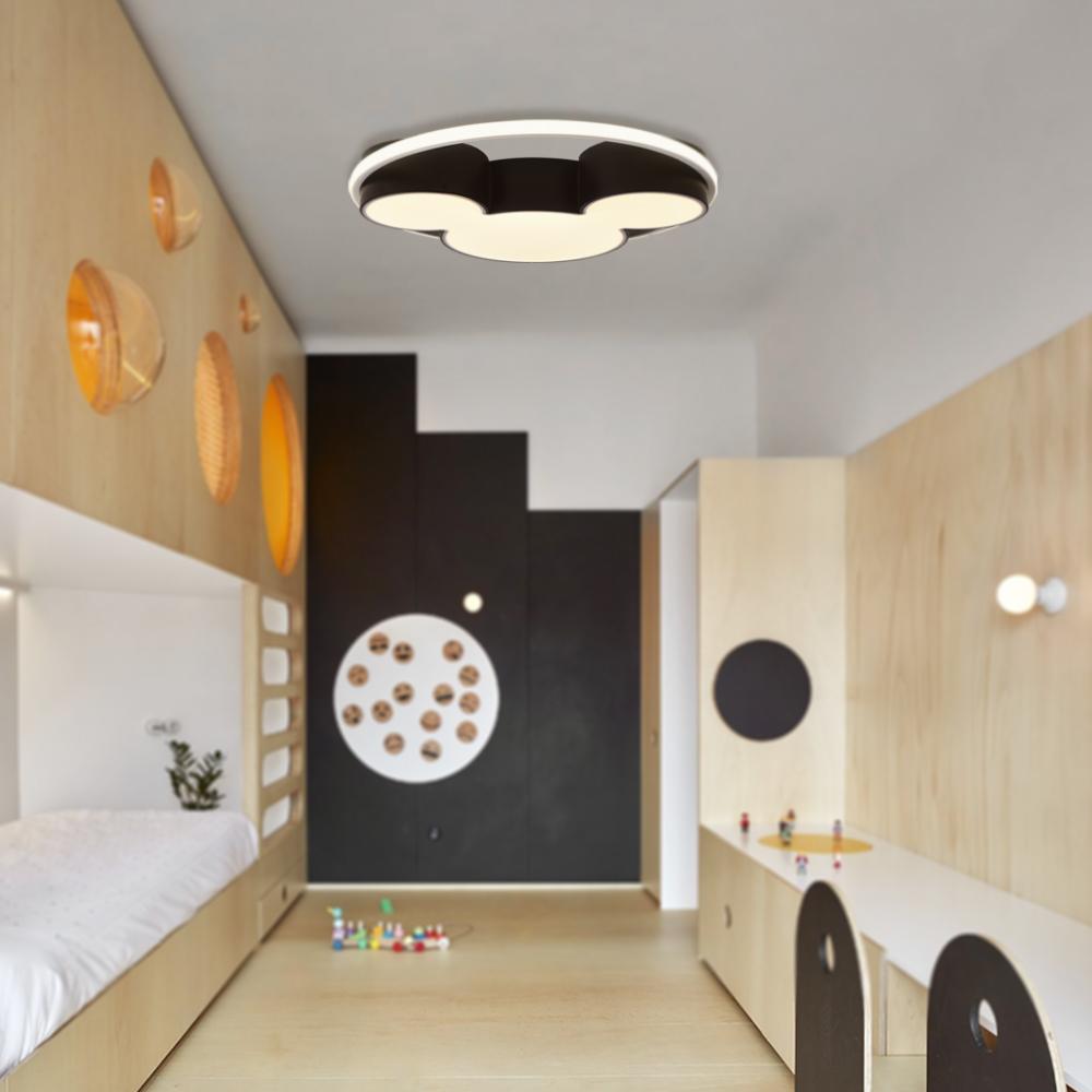 Ceiling Lamp Aluminium Acrylic LED 45.0 cm Black White Children Bedroom Playroom Dimmable Remote Flush Mount Lighting | Thomler