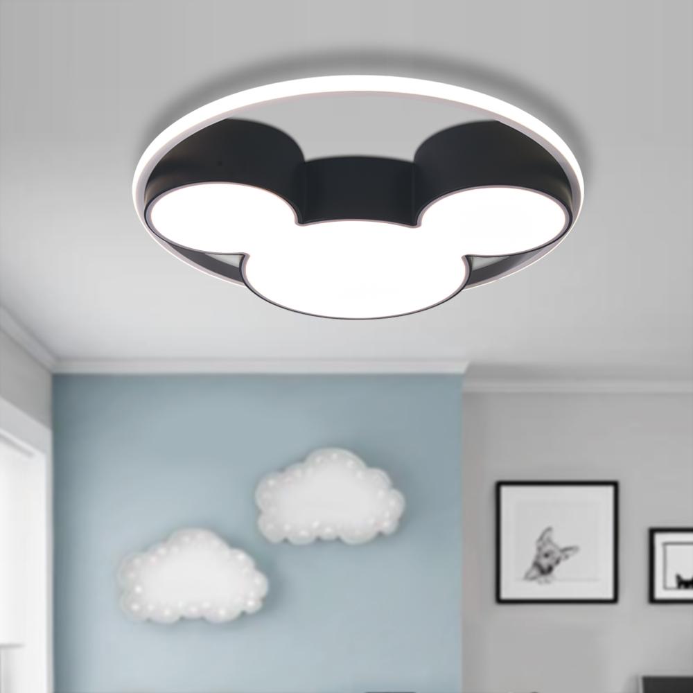 Ceiling Lamp Aluminium Acrylic LED 45.0 cm Black White Children Bedroom Playroom Dimmable Remote Flush Mount Lighting | Thomler