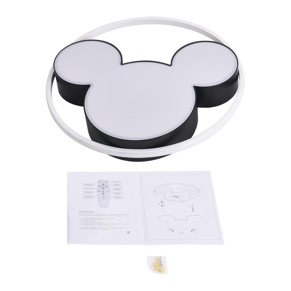 Ceiling Lamp Aluminium Acrylic LED 45.0 cm Black White Children Bedroom Playroom Dimmable Remote Flush Mount Lighting | Thomler