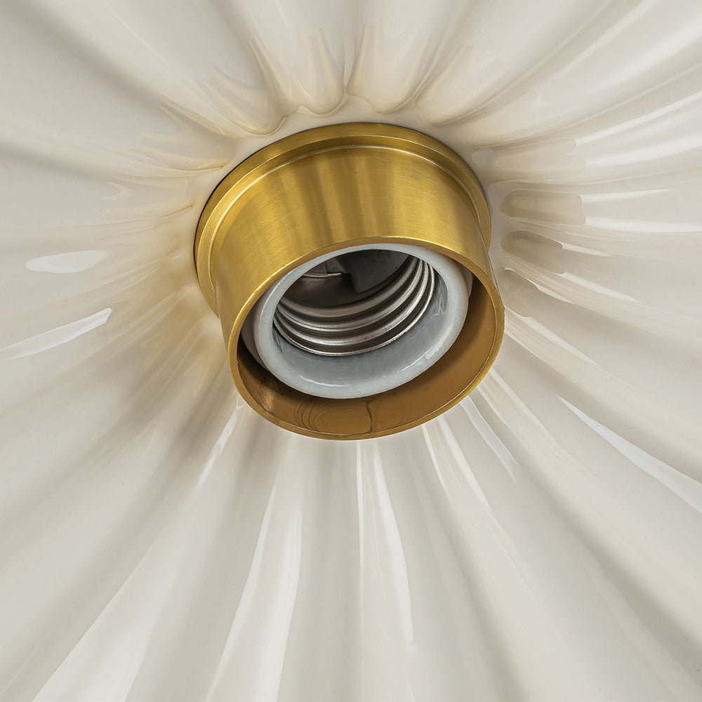 Ceiling Lamp Ceramic 30.0 cm Cream Semi Flush Bedroom Hallway Retro Mid Century Lighting Fixture | Thomler