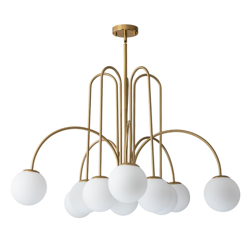 Pendant Light Glass Globe 98.0 cm Black Dining Room Sputnik Chandelier Adjustable Ten Light Ceiling Fixture | Thomler