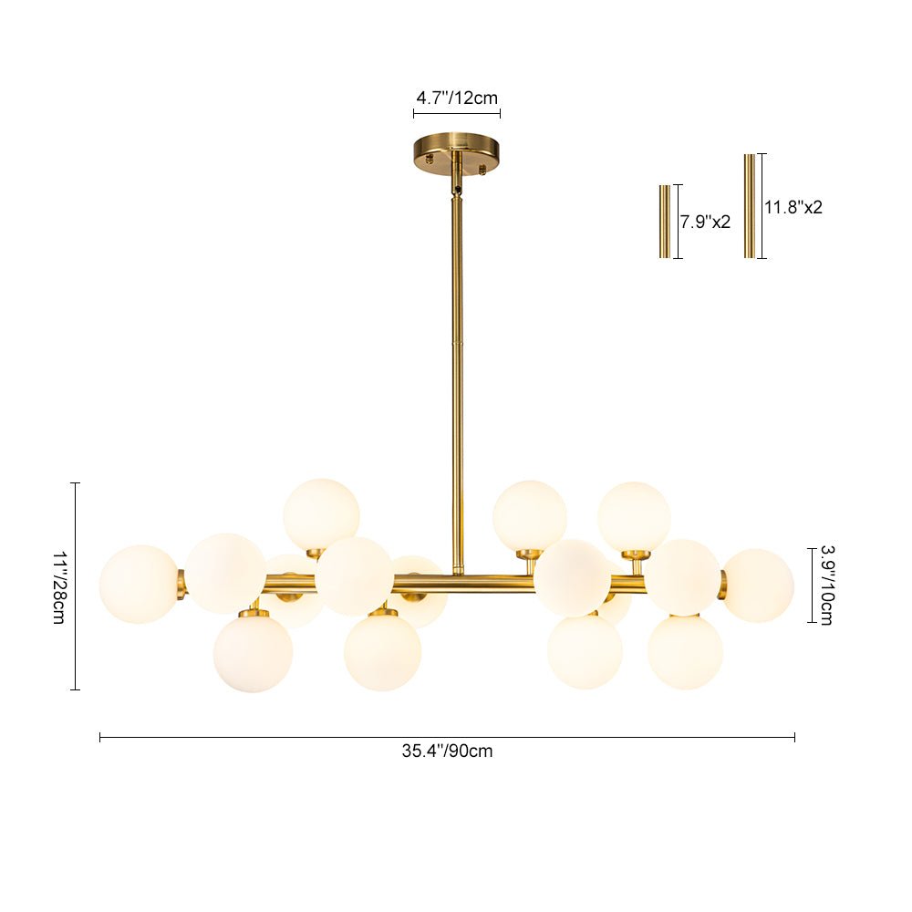 16-Bulb Retro Starburst Ceiling Fixture with Frosted Spheres – Adjustable Drop Kitchen Island Light | Thomler