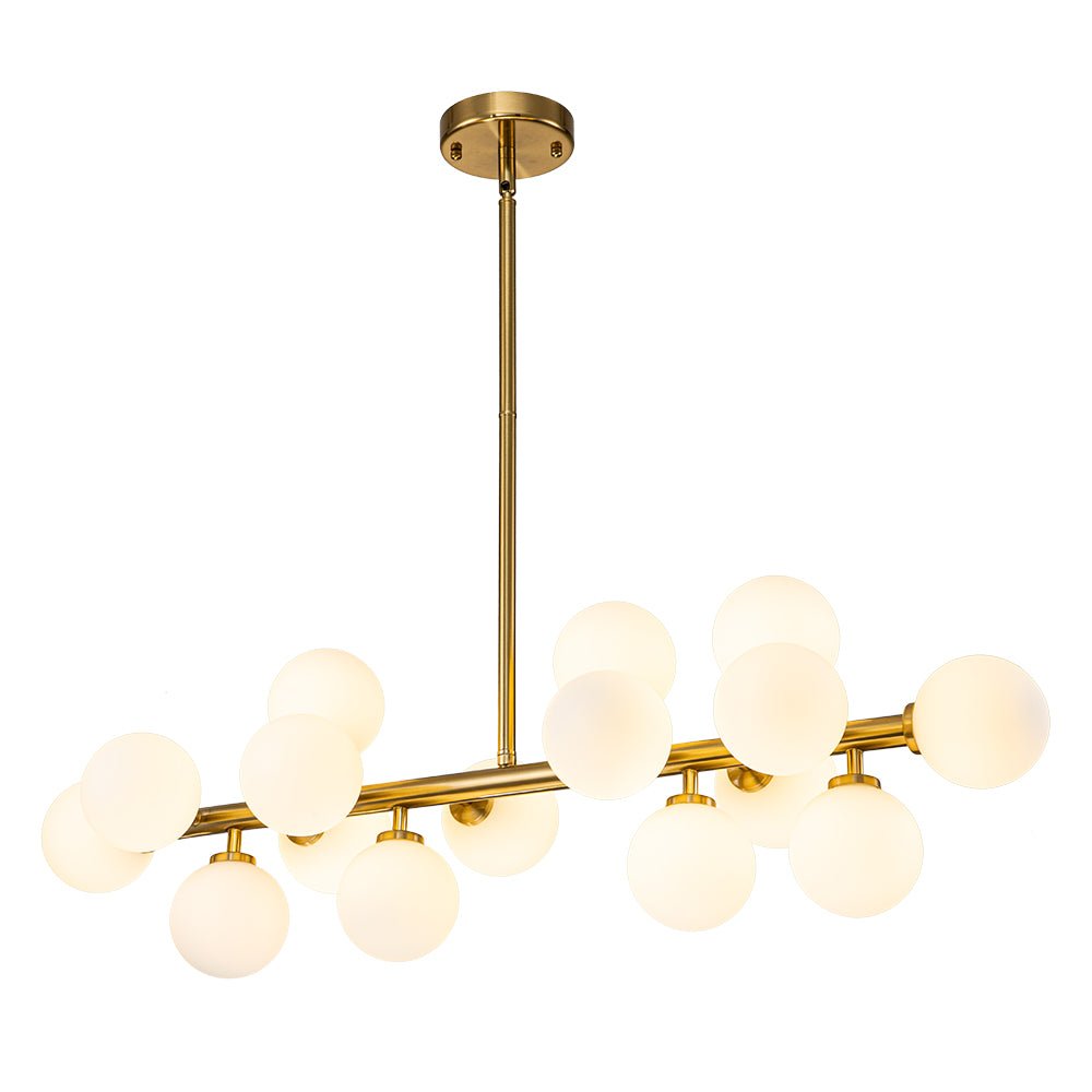 16-Bulb Retro Starburst Ceiling Fixture with Frosted Spheres – Adjustable Drop Kitchen Island Light | Thomler