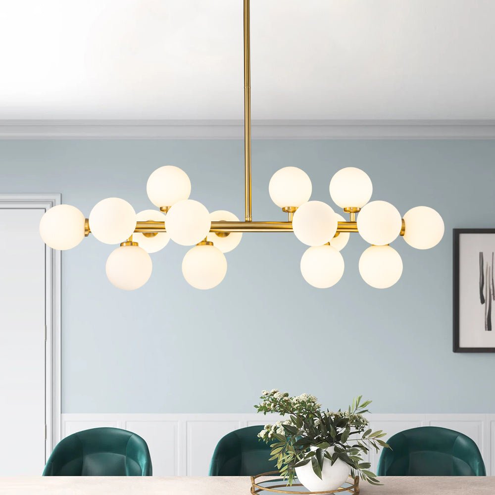 16-Bulb Retro Starburst Ceiling Fixture with Frosted Spheres – Adjustable Drop Kitchen Island Light | Thomler