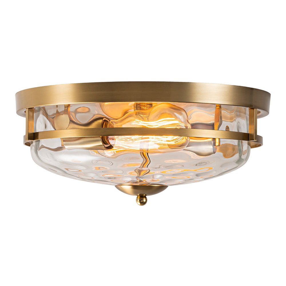 Ceiling Light Hammered Glass 33.0 cm Black Gold Flush Mount Living Room Bedroom Hallway Farmhouse Lighting Fixture | Thomler