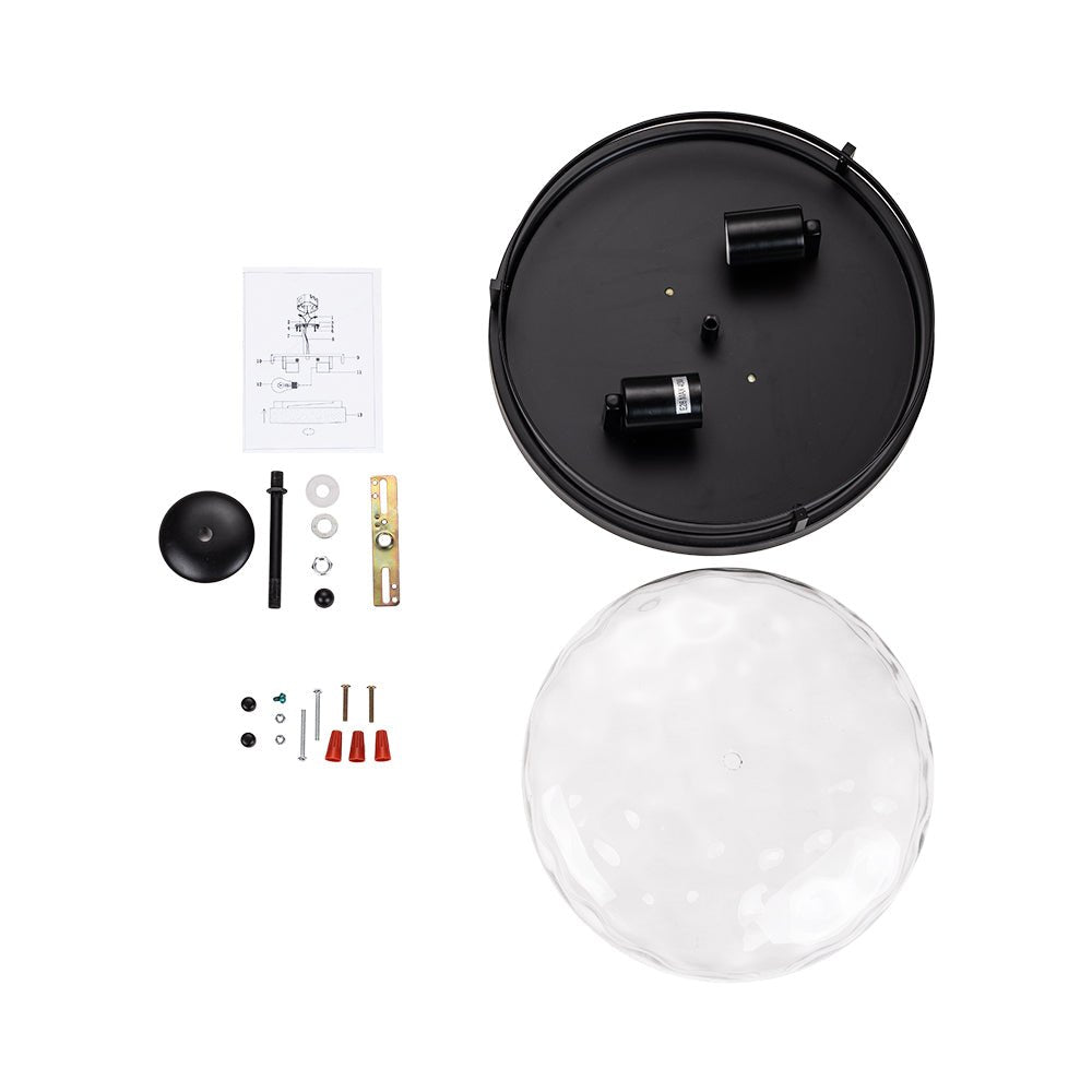 Ceiling Light Hammered Glass 33.0 cm Black Gold Flush Mount Living Room Bedroom Hallway Farmhouse Lighting Fixture | Thomler