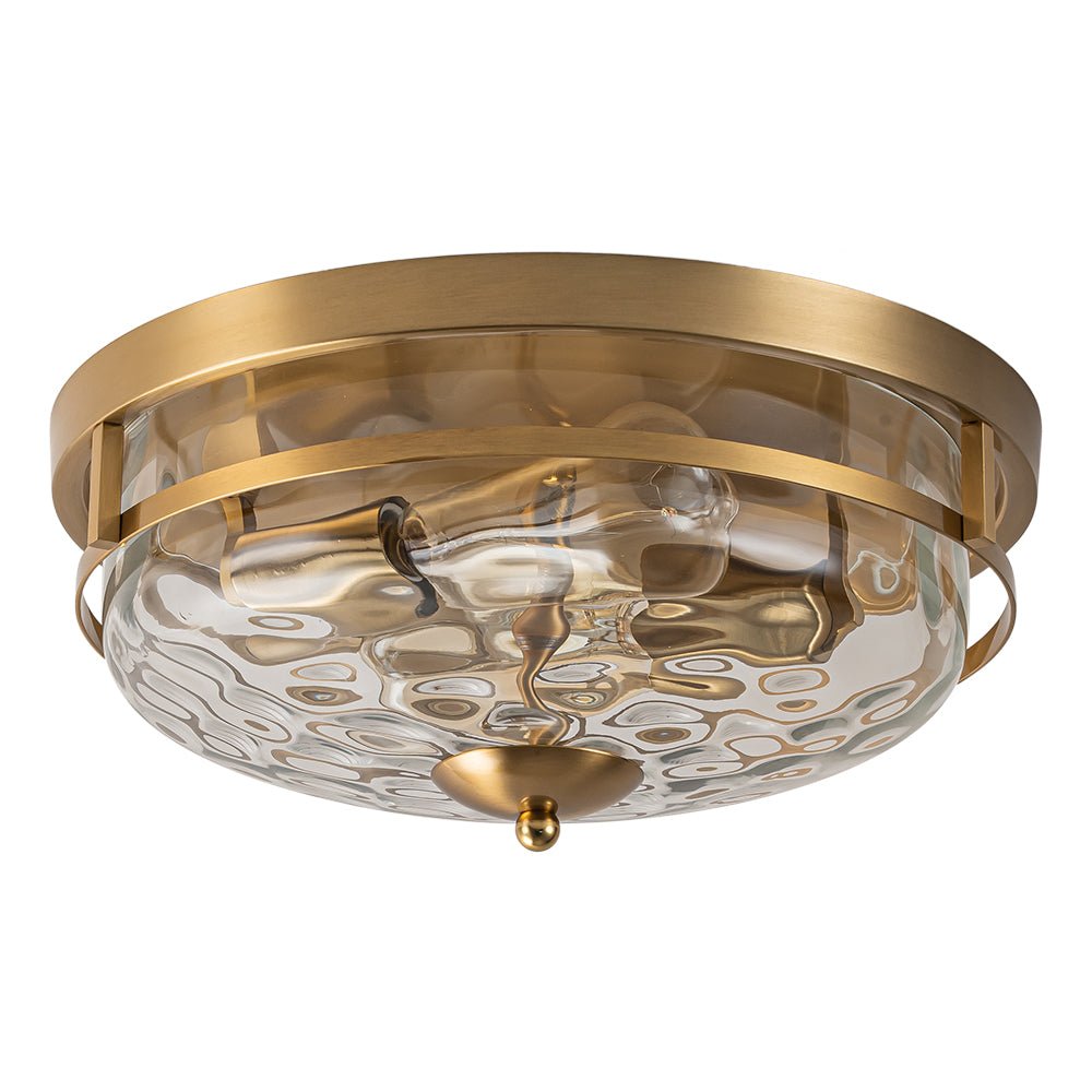 Ceiling Light Hammered Glass 33.0 cm Black Gold Flush Mount Living Room Bedroom Hallway Farmhouse Lighting Fixture | Thomler