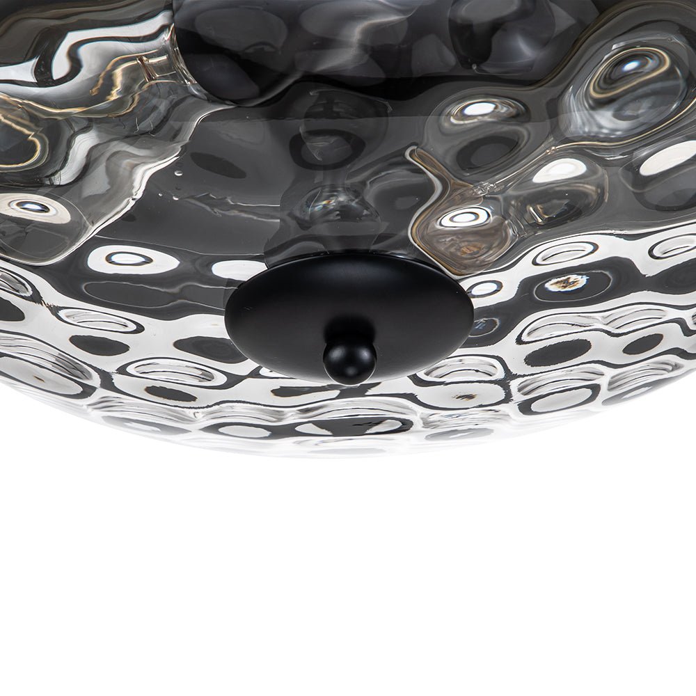 Ceiling Light Hammered Glass 33.0 cm Black Gold Flush Mount Living Room Bedroom Hallway Farmhouse Lighting Fixture | Thomler